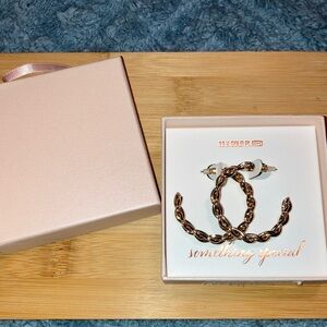 Twisted Gold 18 K Plated Hoop Earrings Pierced New Boxed